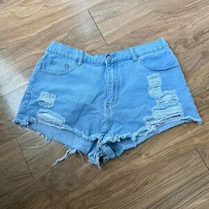 Distressed Denim Shorts